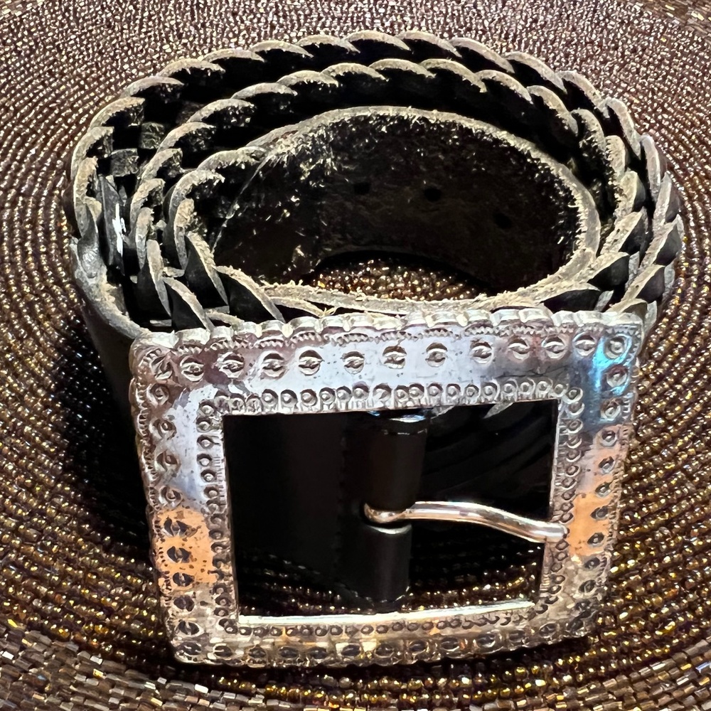 Brighton Black Woven Leather Belt